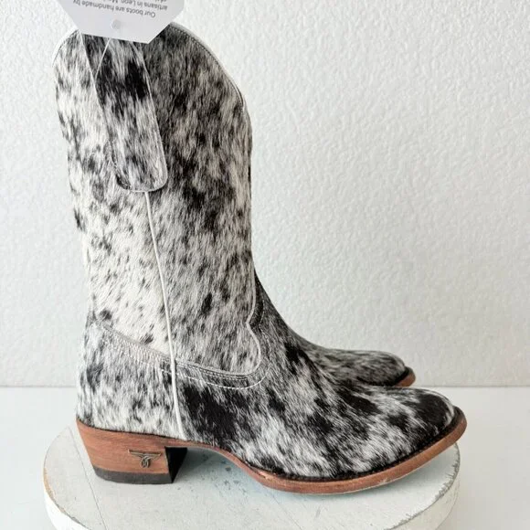 NEW Lane PLAIN JANE Hair on Hide Womens Cowboy Boots 7 Mid Calf Cowhide Western - Picture 2 of 11